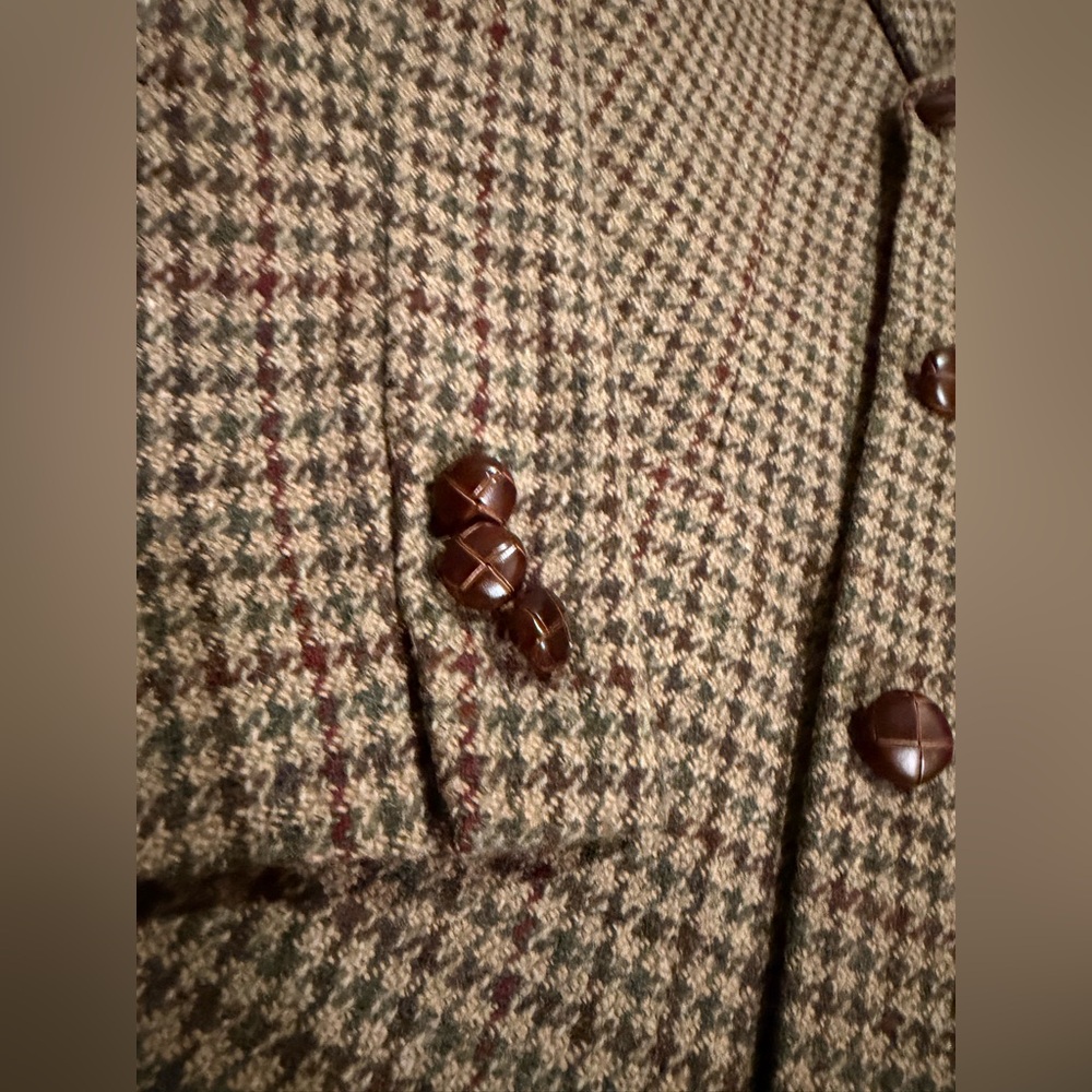 L.L. Bean Wool Blazer Jacket Womens 8 Houndstooth Plaid Vintage USA Tweed Coat - Picture 7 of 10